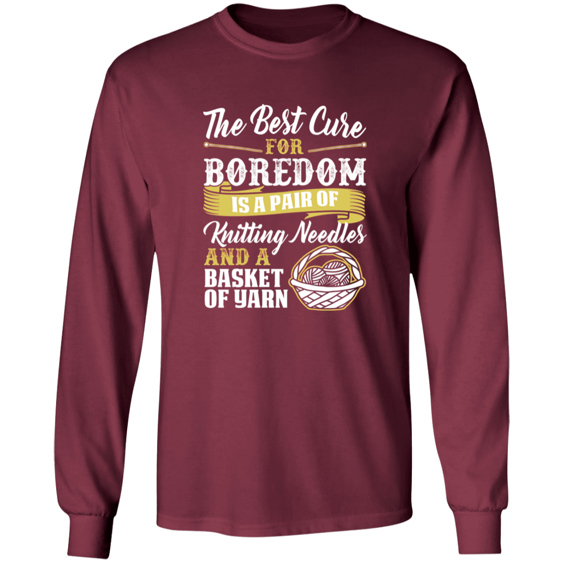 Cure For Boredom - Knitting - gold Long Sleeve T-Shirt