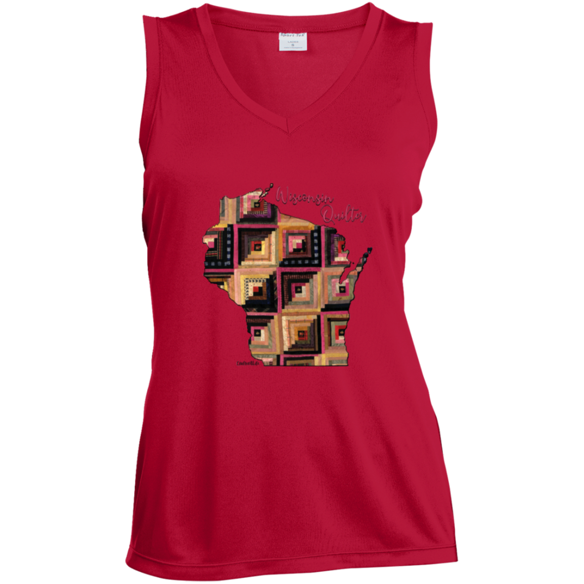 Wisconsin Quilter Ladies' Sleeveless Moisture Absorbing V-Neck
