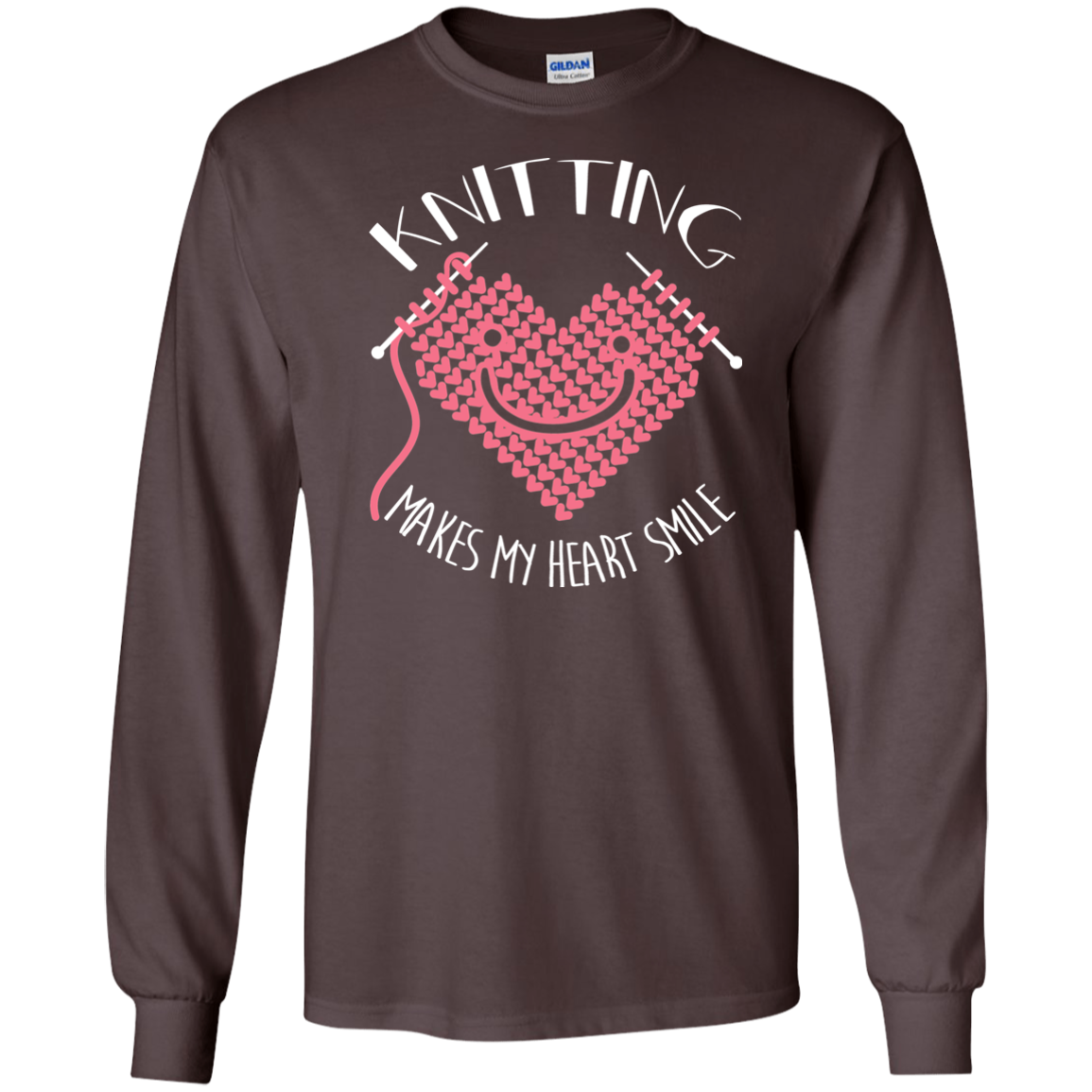 Knitting Makes My Heart Smile LS Ultra Cotton T-Shirt