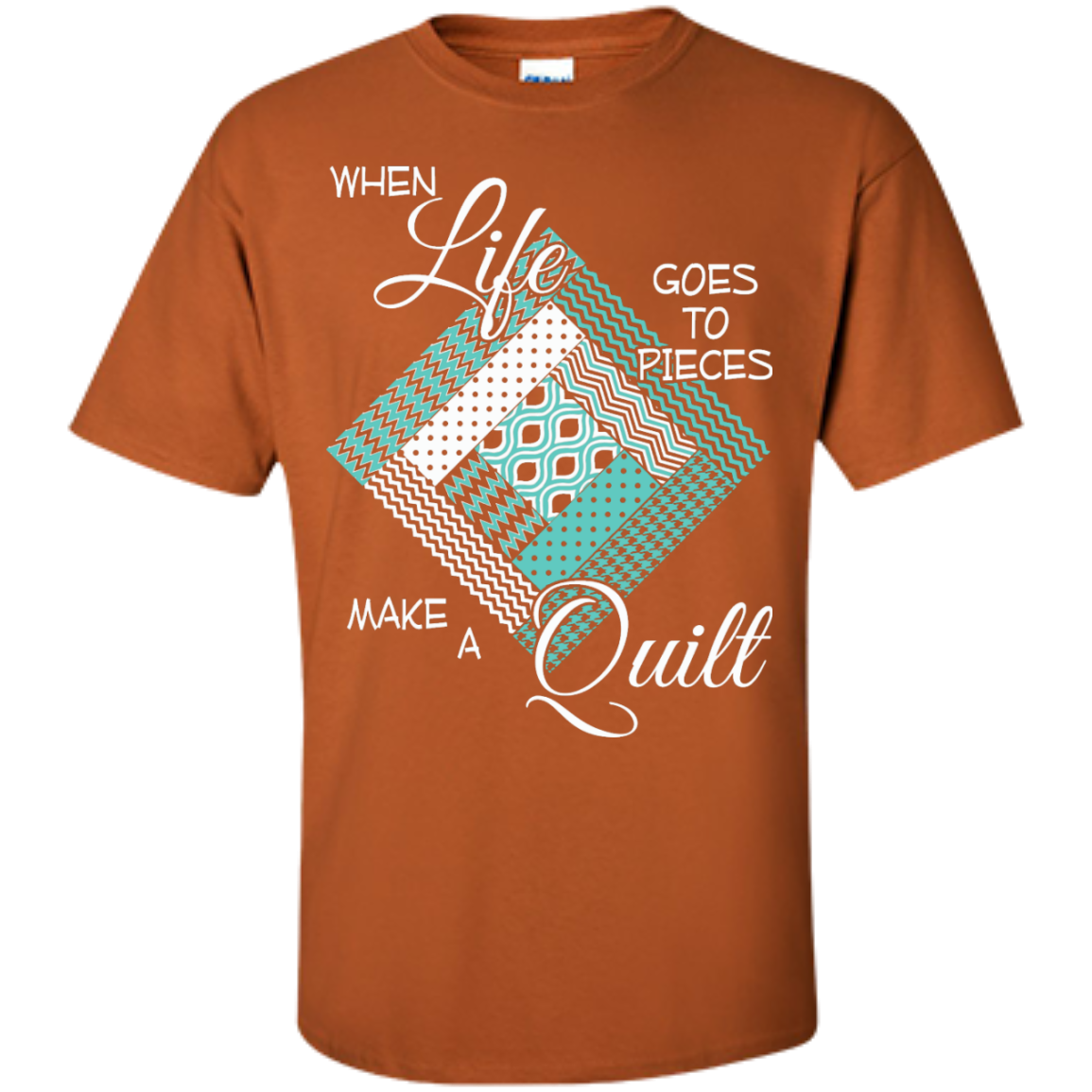 Make a Quilt (turquoise) Custom Ultra Cotton T-Shirt - Crafter4Life - 8