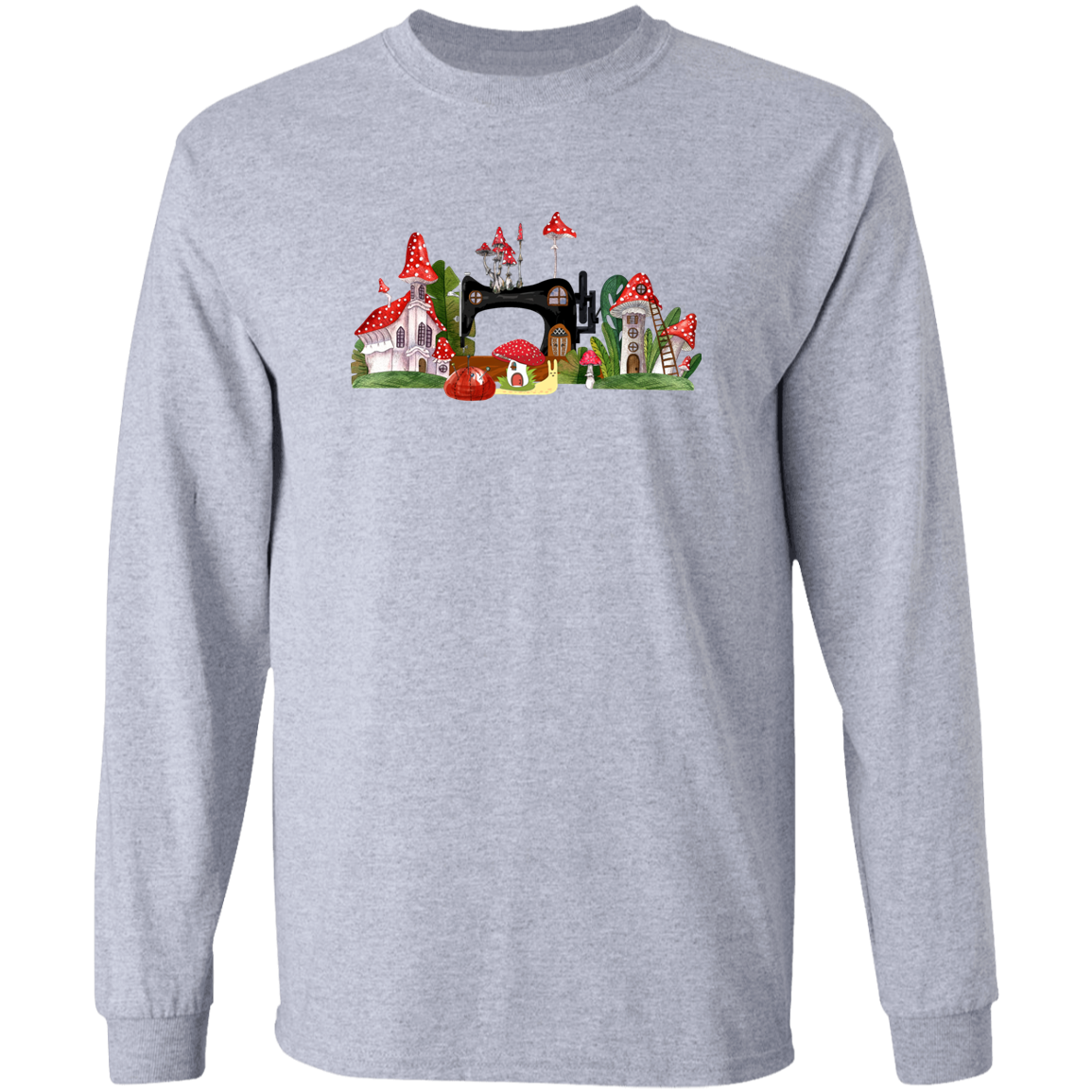 Sewing Machine Mushroom Village Long Sleeve T-Shirt