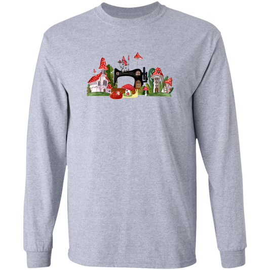 Sewing Machine Mushroom Village Long Sleeve T-Shirt