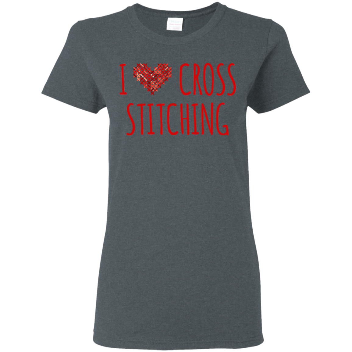 I Heart Cross Stitching Ladies Cotton T-Shirt