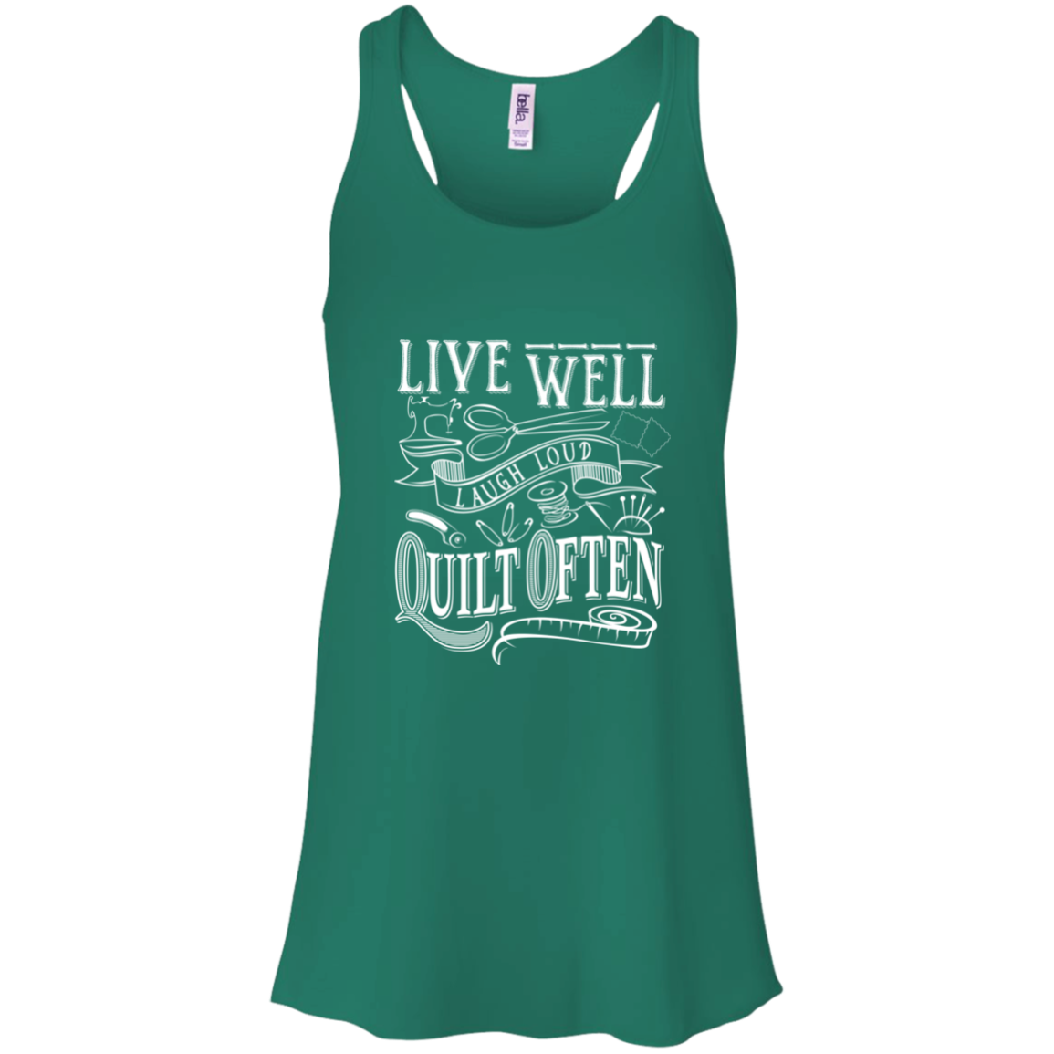 Live Well, Quilt Often Flowy Racerback Tank