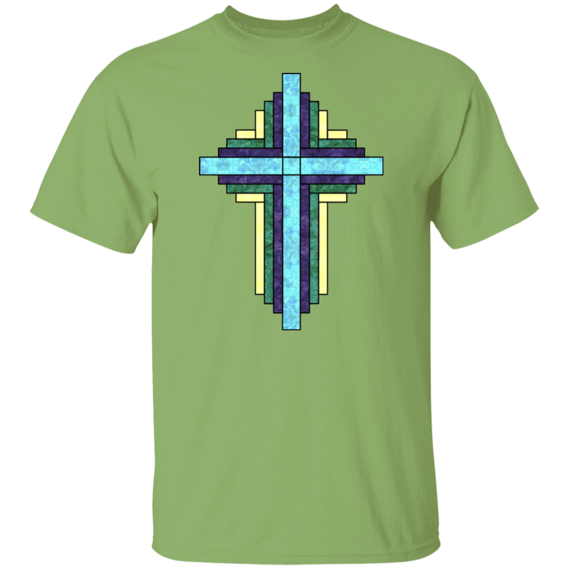 Batik Stained Glass Quilt Cross T-Shirt