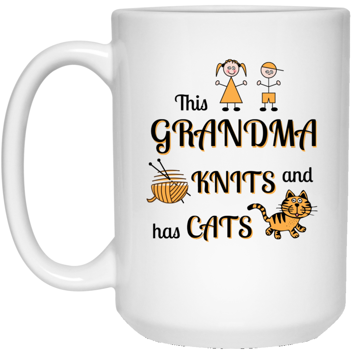 Grandma-Knit-Cats White Mugs