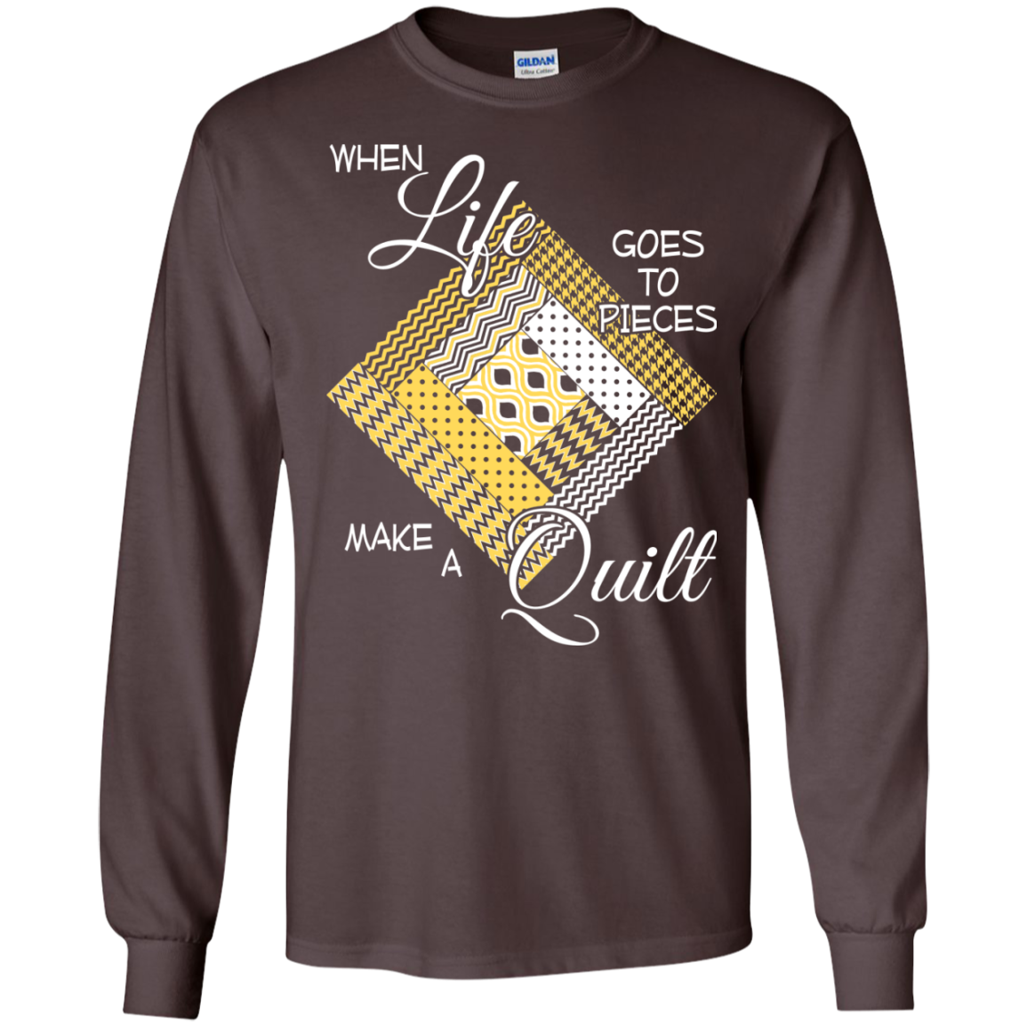 Make a Quilt (yellow) Long Sleeve Ultra Cotton T-Shirt - Crafter4Life - 4