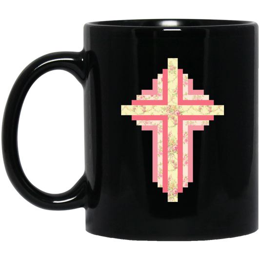 Patchwork Cross Black Mugs