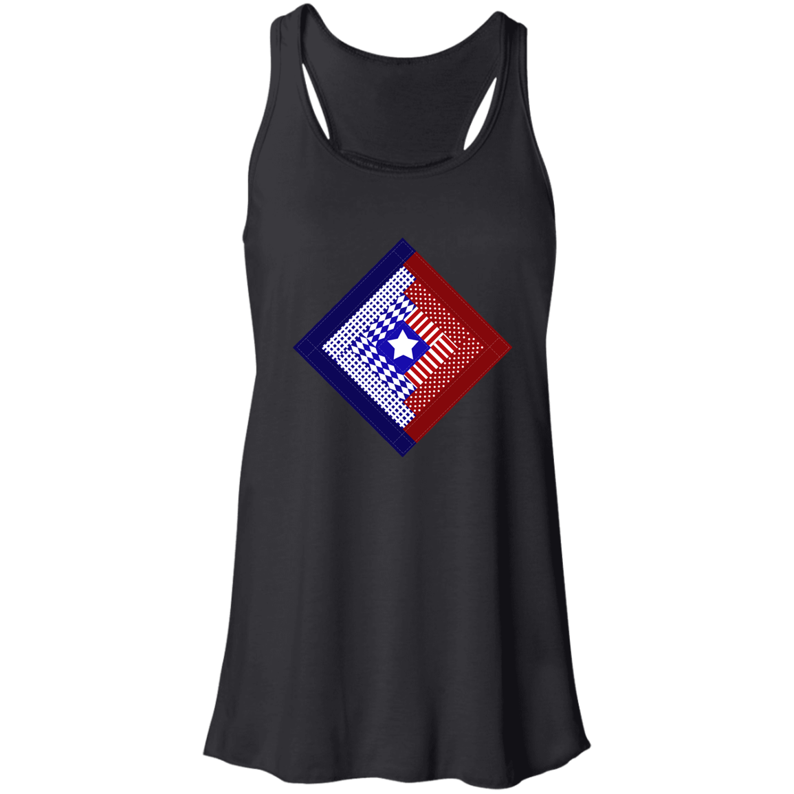 Patriotic Log Cabin Square Flowy Racerback Tank