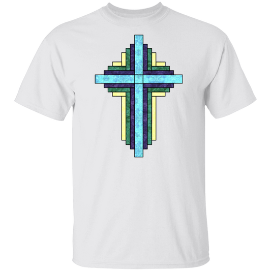 Batik Stained Glass Quilt Cross T-Shirt