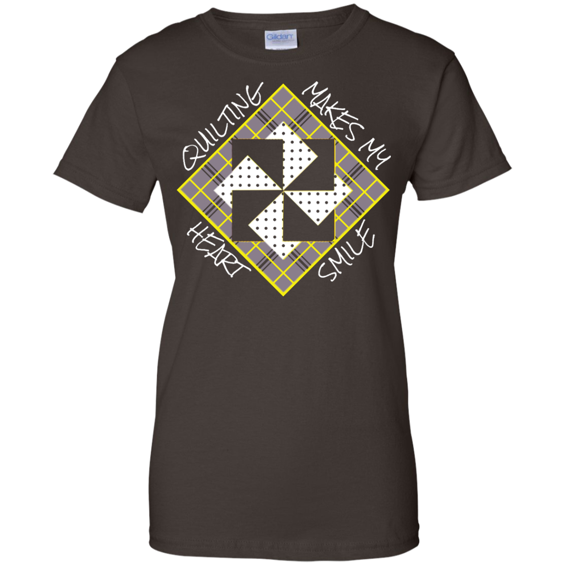 Quilting Makes My Heart Smile Ladies Custom 100% Cotton T-Shirt
