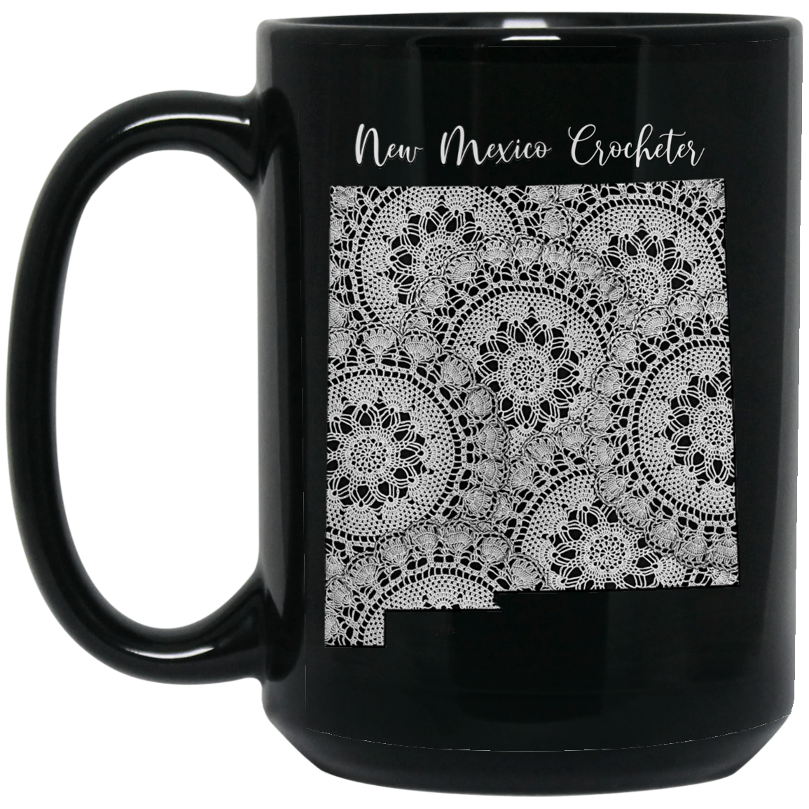 New Mexico Crocheter Black Mugs