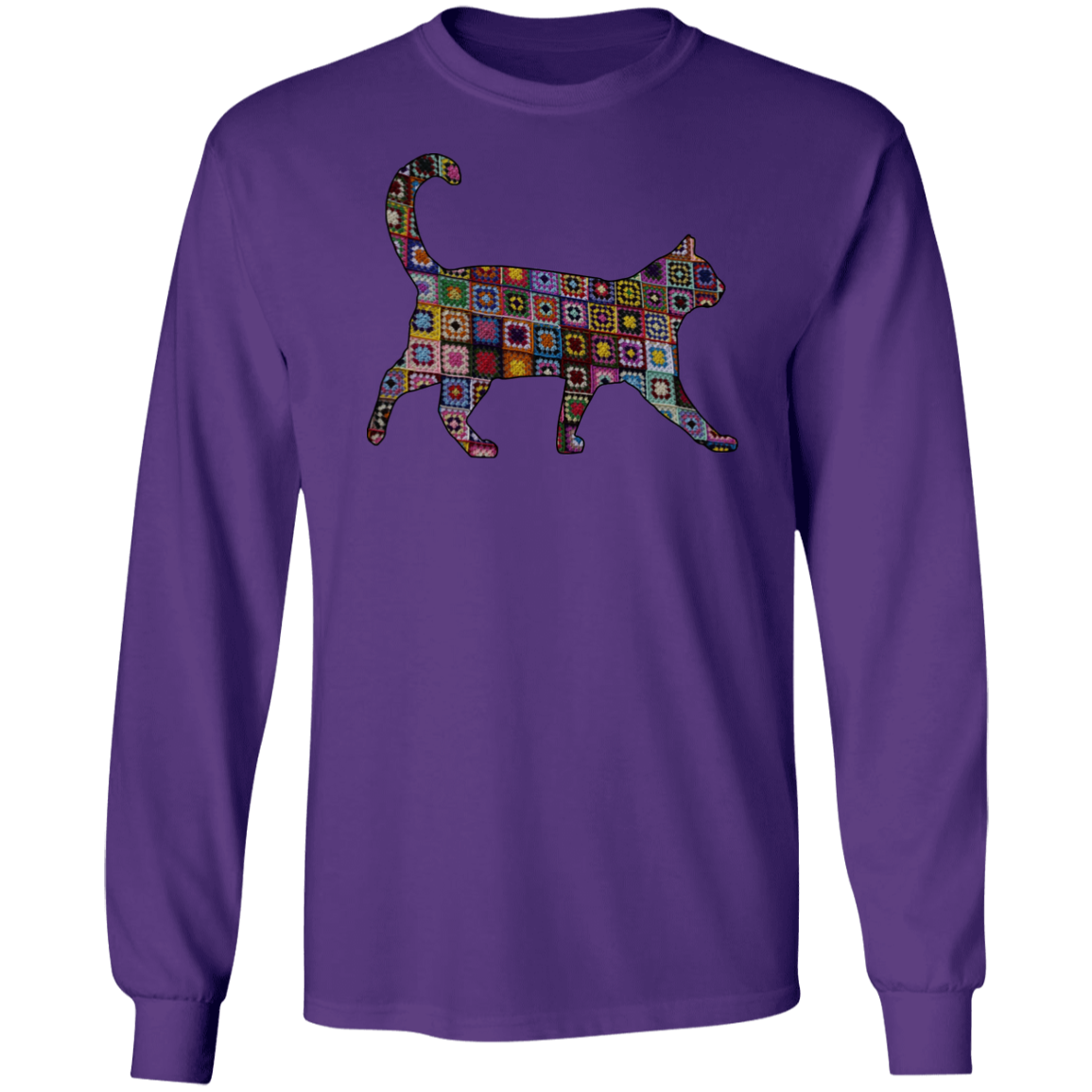 Granny Square Cat LS Ultra Cotton T-Shirt