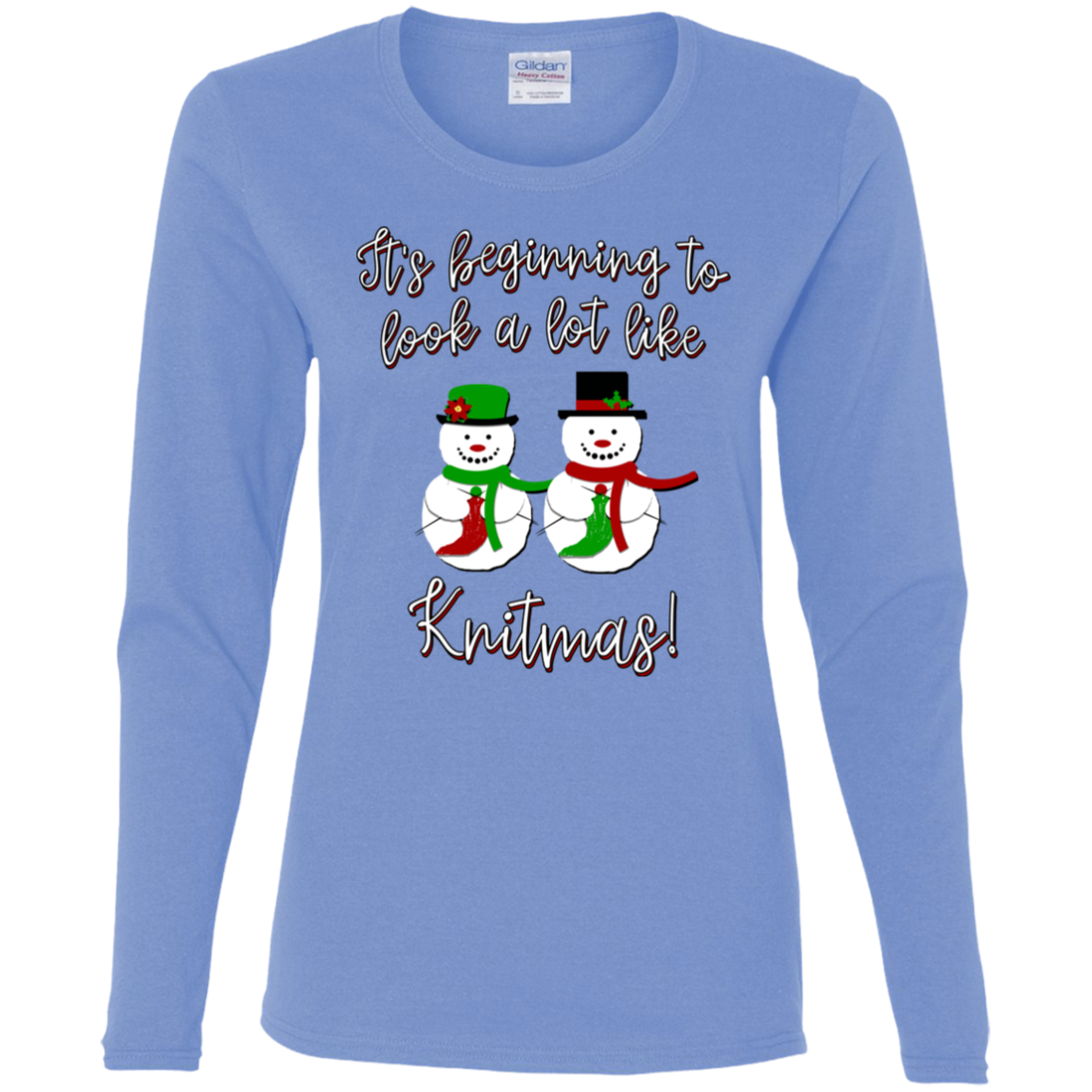 Knitmas Snow Couple - Ladies Long Sleeve Shirts