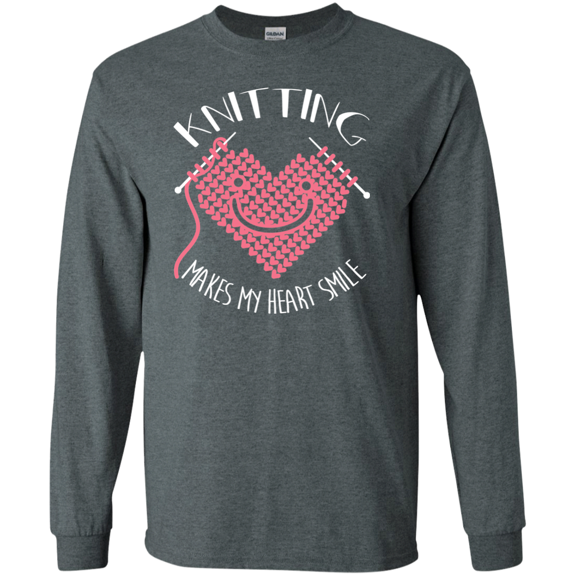 Knitting Makes My Heart Smile LS Ultra Cotton T-Shirt