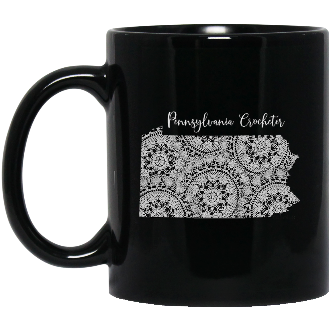 Pennsylvania Crocheter Black Mugs