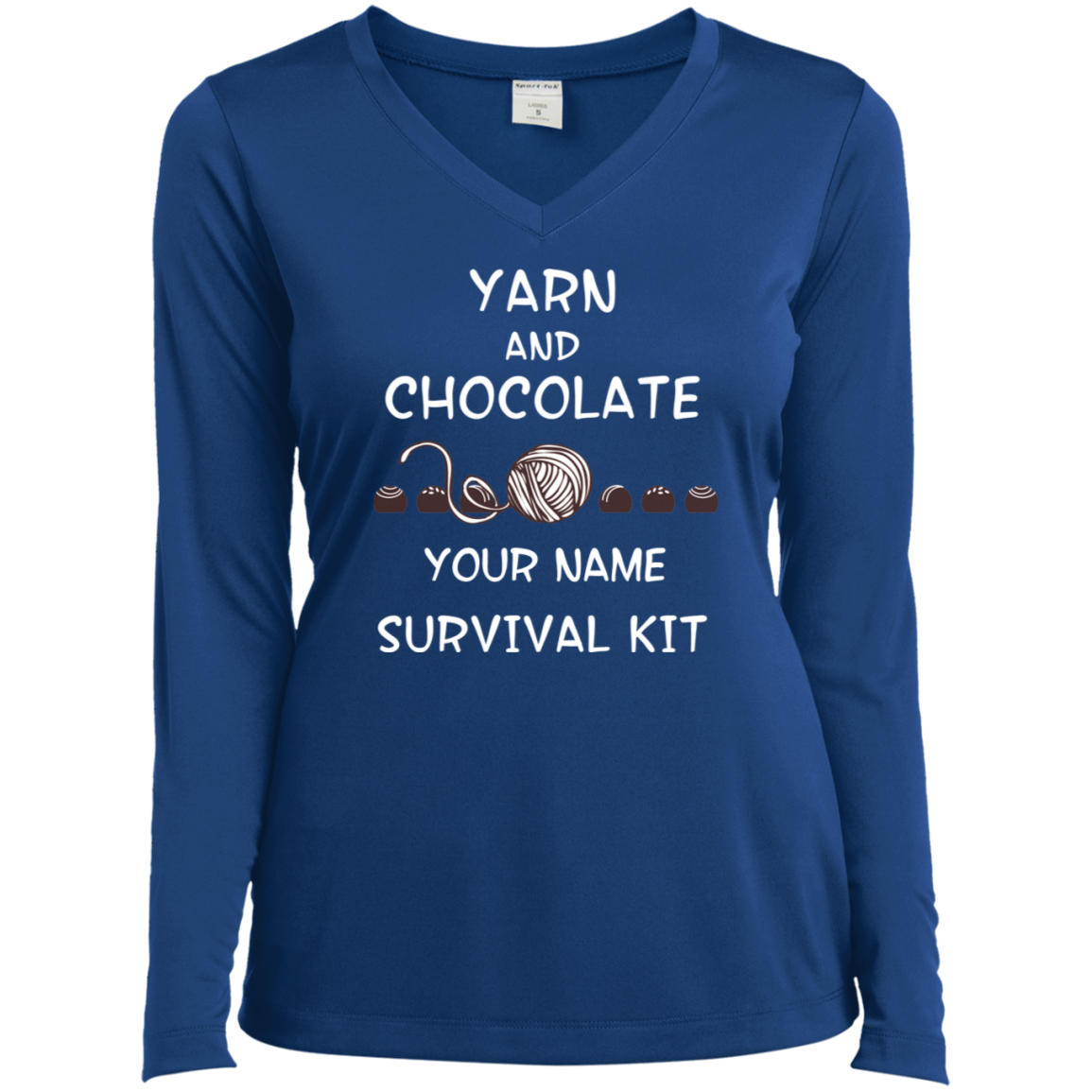 Yarn and Chocolate Survival Kit - Personalized Ladies Long Sleeve Shirts