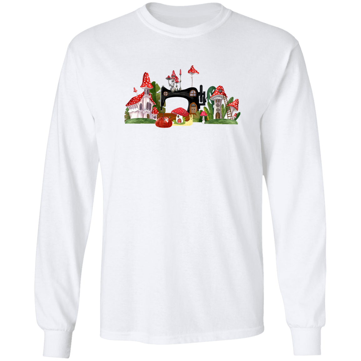 Sewing Machine Mushroom Village Long Sleeve T-Shirt