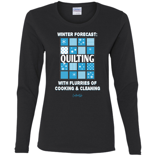 Winter Forecast Quilting Flurries Ladies Long Sleeve Shirts