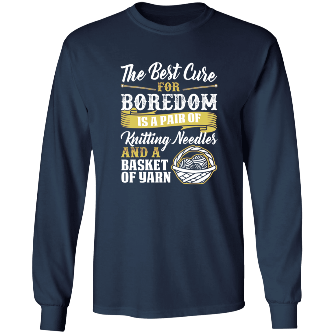 Cure For Boredom - Knitting - gold Long Sleeve T-Shirt
