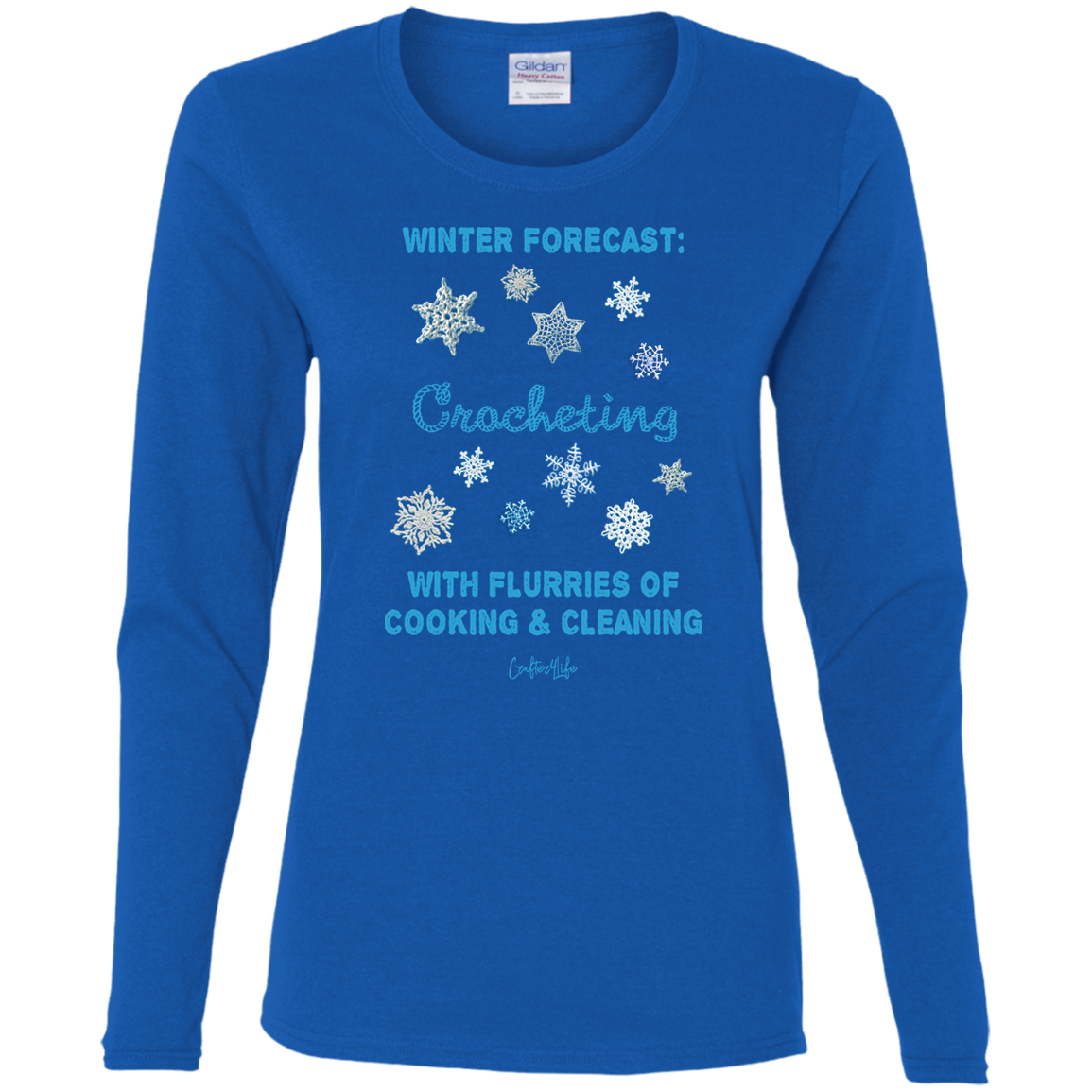 Winter Forecast Crocheting Flurries Ladies Long Sleeve Shirts