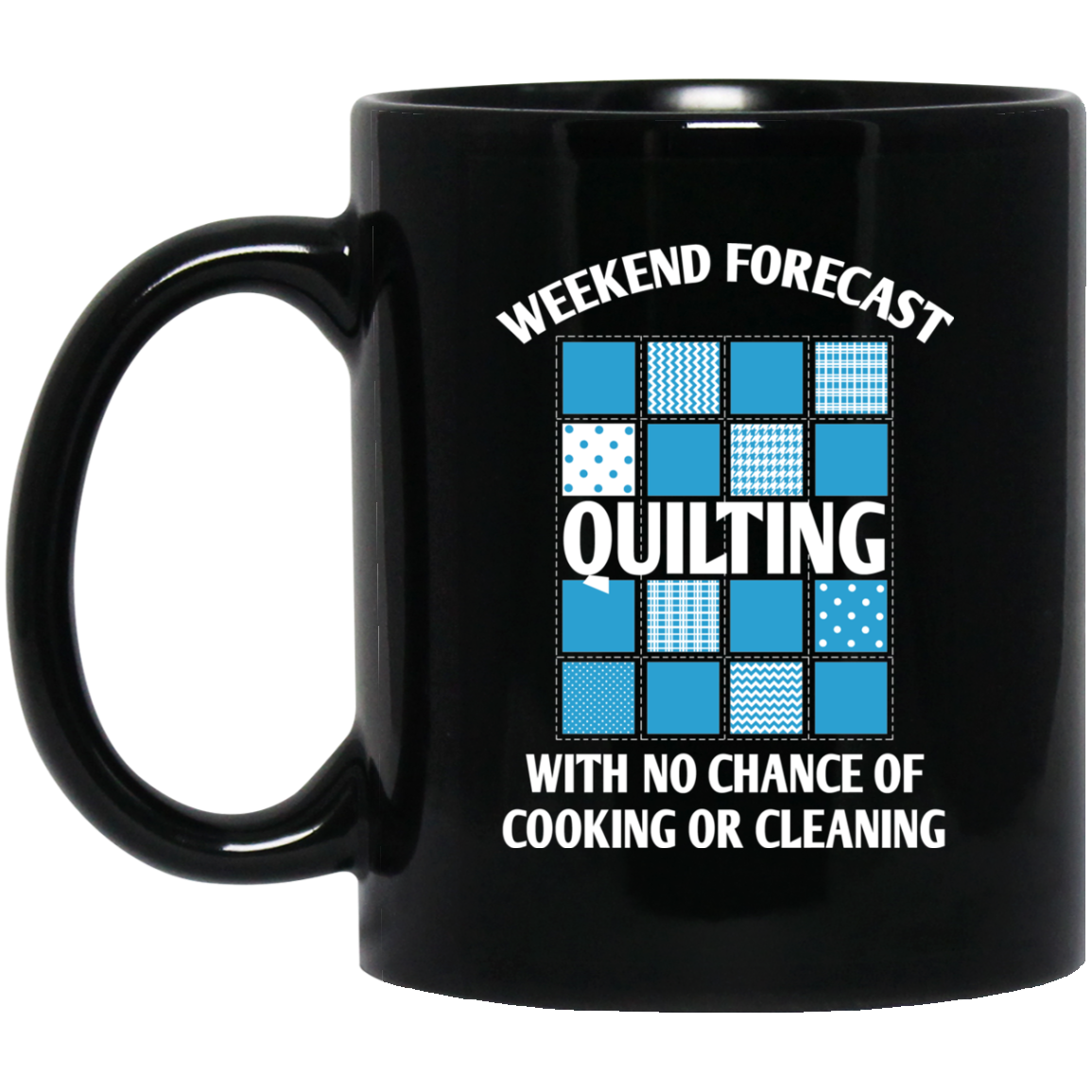 Weekend Forecast Quilting Black Mugs