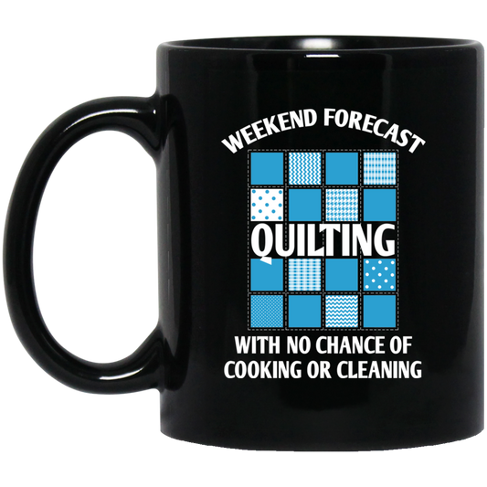 Weekend Forecast Quilting Black Mugs