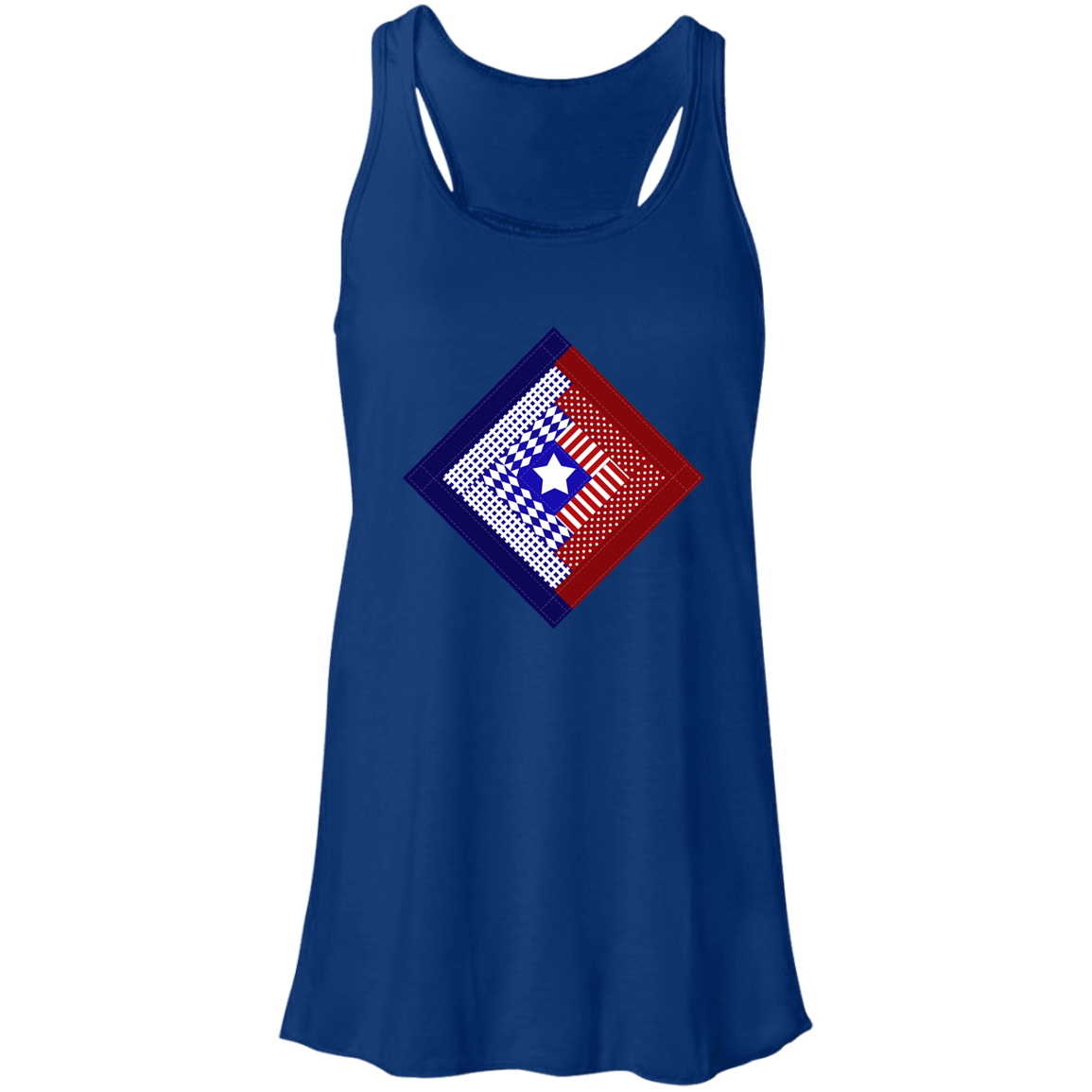 Patriotic Log Cabin Square Flowy Racerback Tank