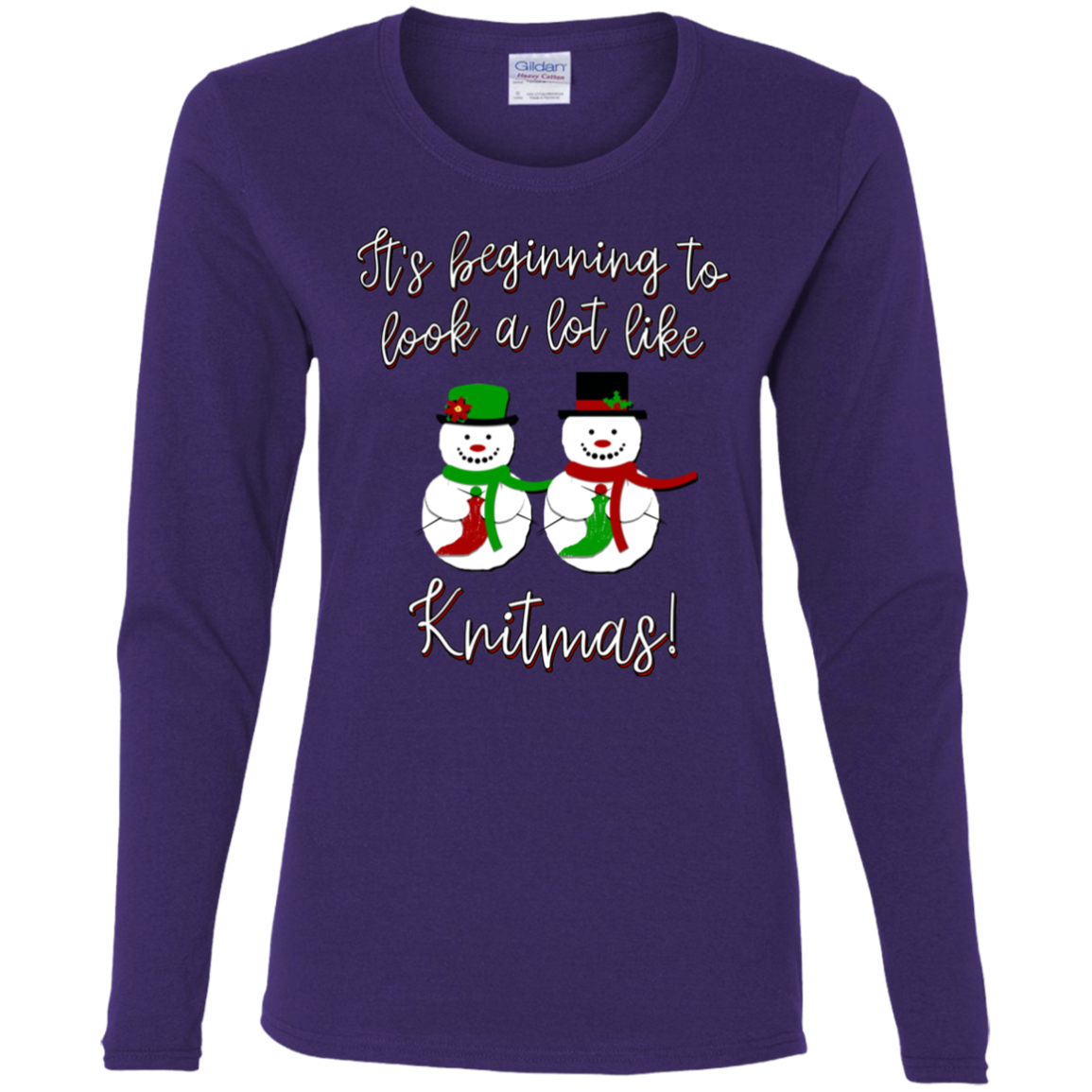 Knitmas Snow Couple - Ladies Long Sleeve Shirts