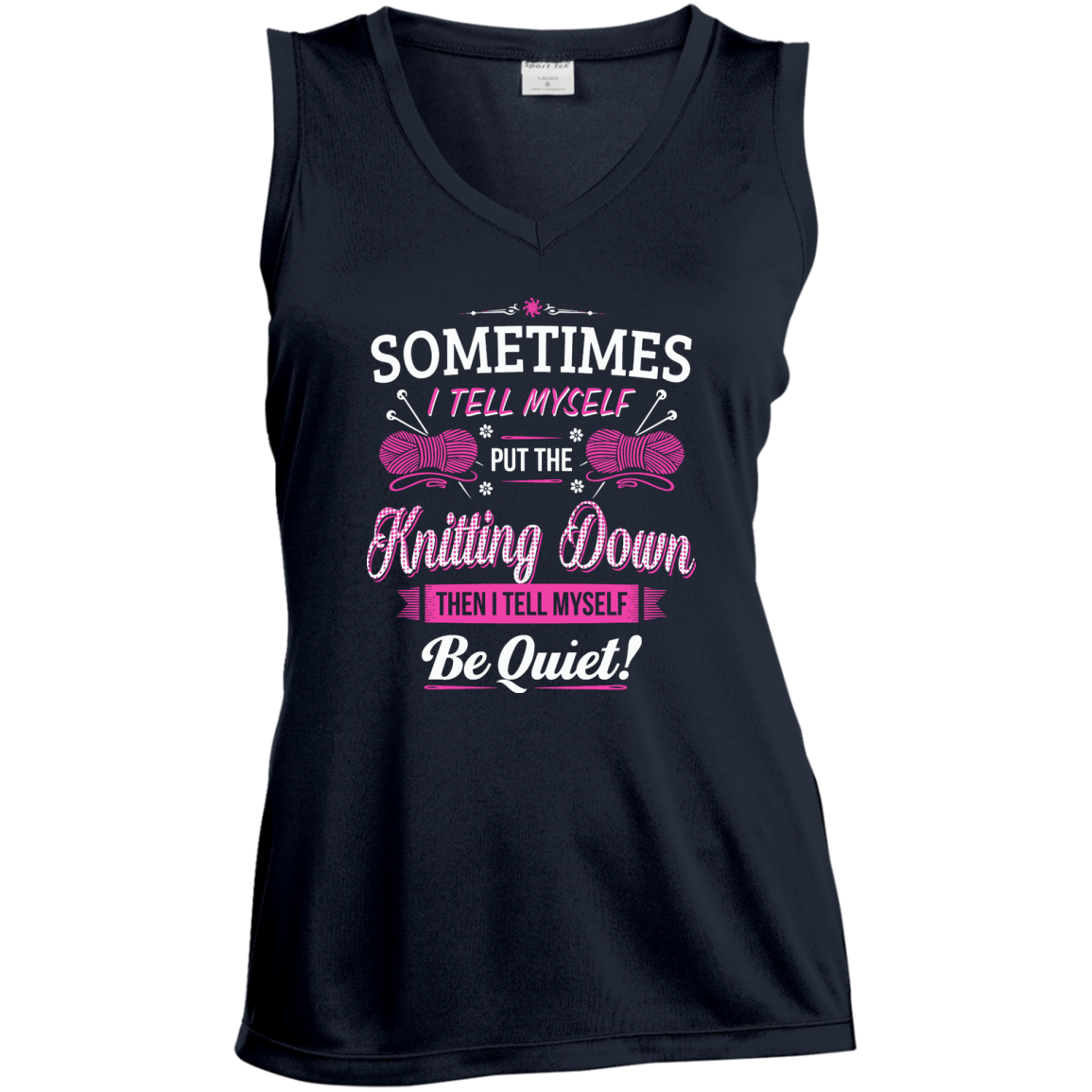 Put the Knitting Down Ladies Sleeveless V-Neck - Crafter4Life - 3