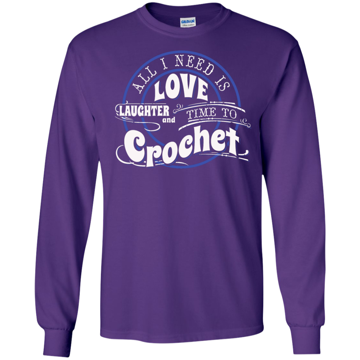 Time to Crochet Long Sleeve Ultra Cotton T-Shirt - Crafter4Life - 12