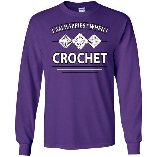 I Am Happiest When I Crochet Long Sleeve Ultra Cotton T-shirt - Crafter4Life - 1