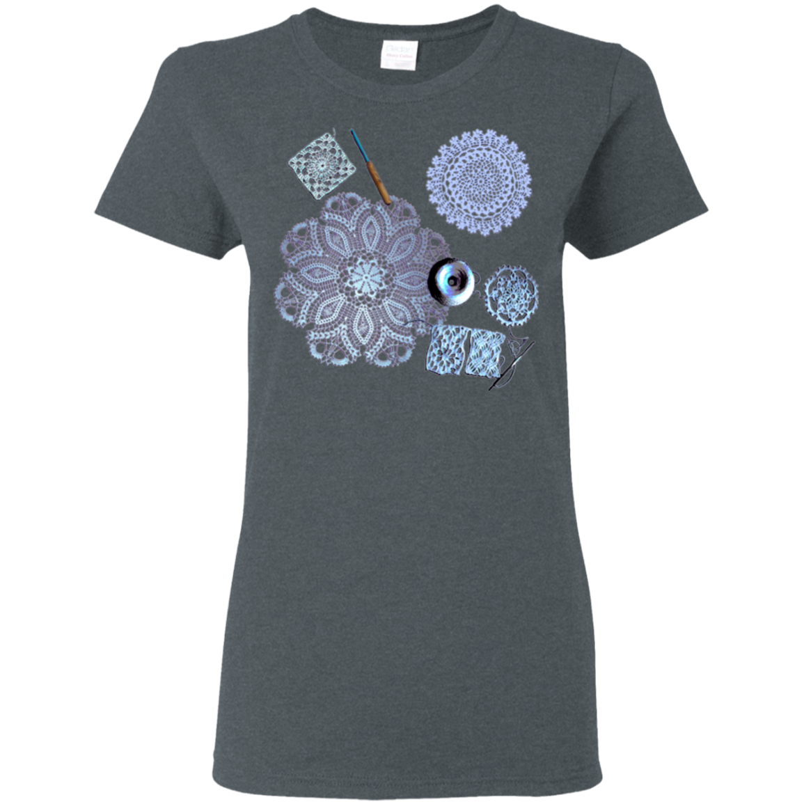 Crochet Collage Ladies Cotton T-Shirt