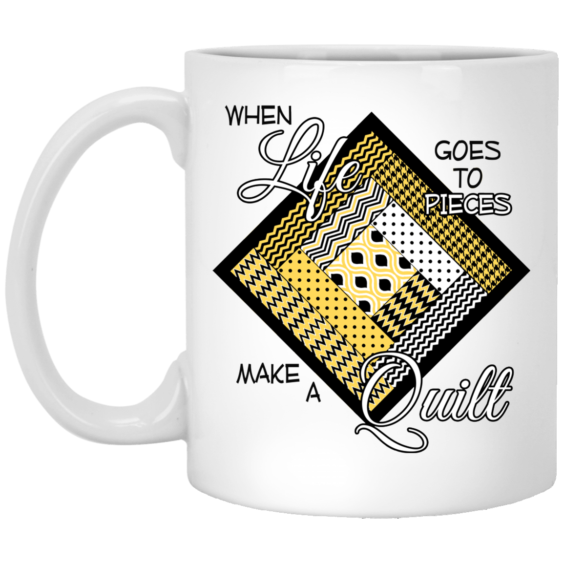Make a Quilt (Yellow) White Mugs