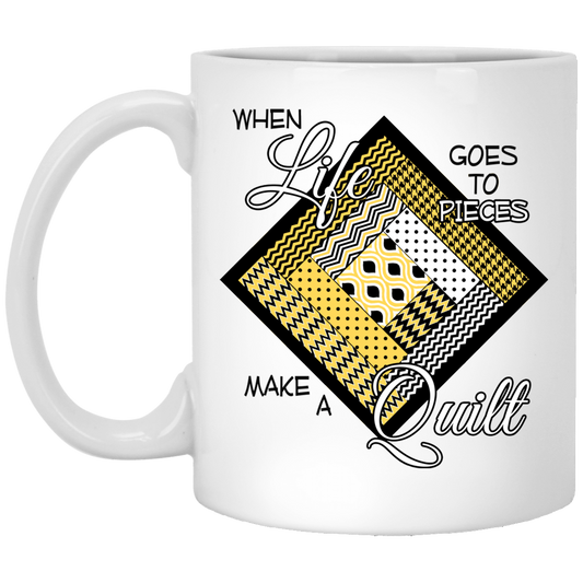 Make a Quilt (Yellow) White Mugs
