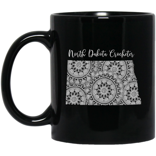 North Dakota Crocheter Black Mugs