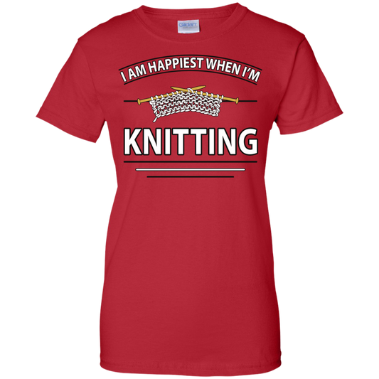 I Am Happiest When I'm Knitting Ladies Custom 100% Cotton T-Shirt - Crafter4Life - 1