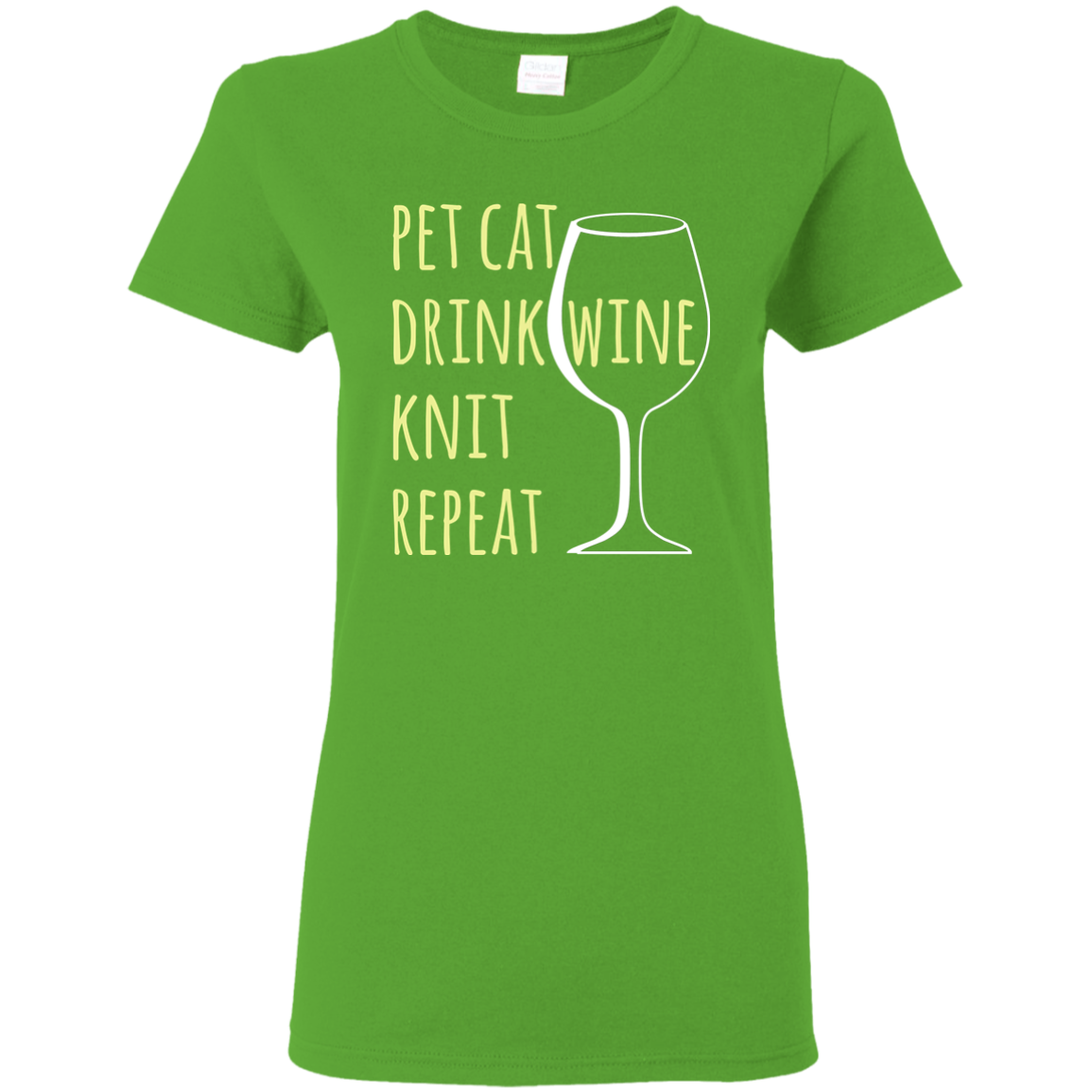 Pet Cat-Drink Wine-Knit Ladies T-Shirt