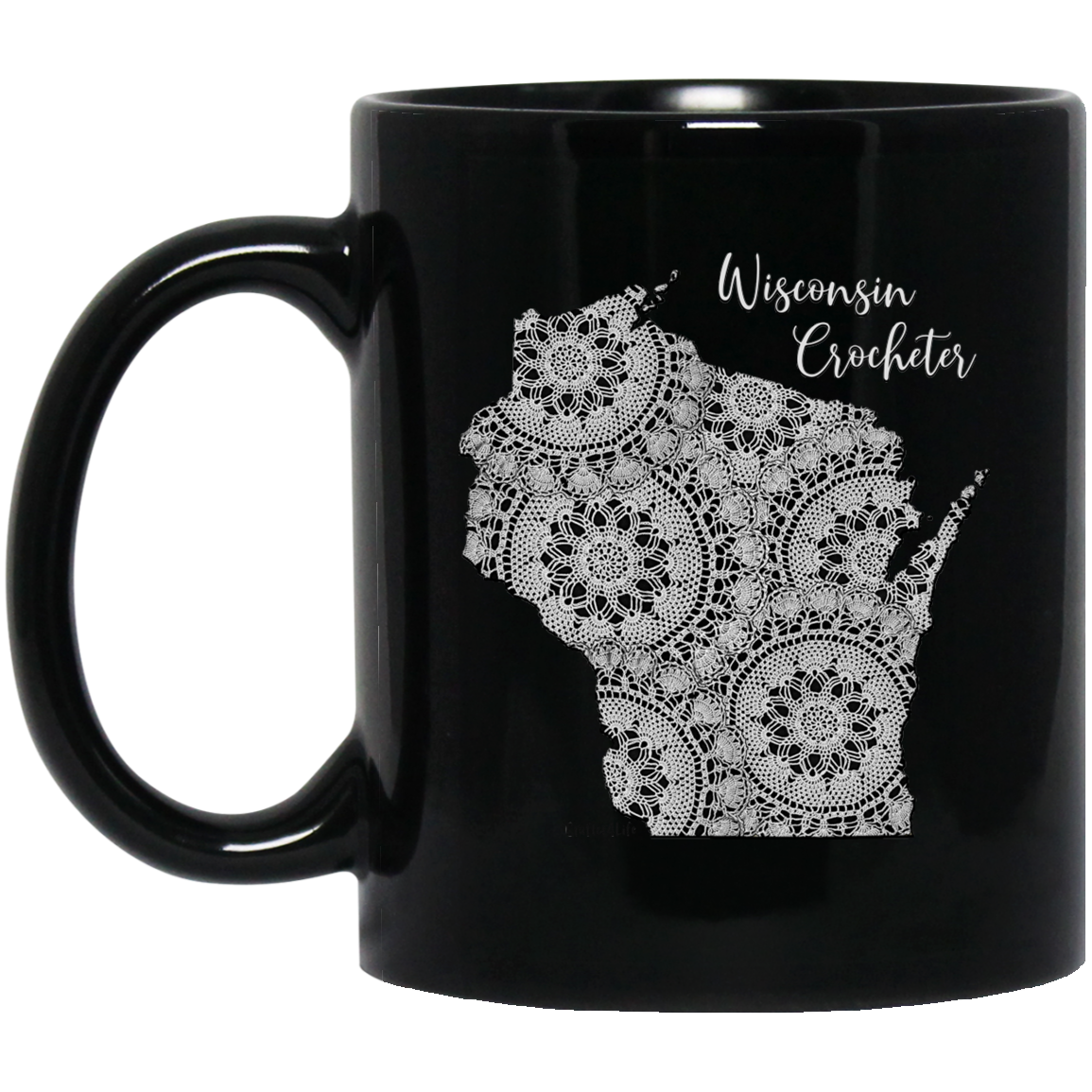 Wisconsin Crocheter Black Mugs