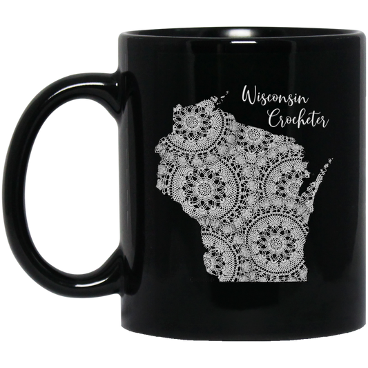Wisconsin Crocheter Black Mugs