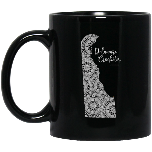 Delaware Crocheter Black Mugs