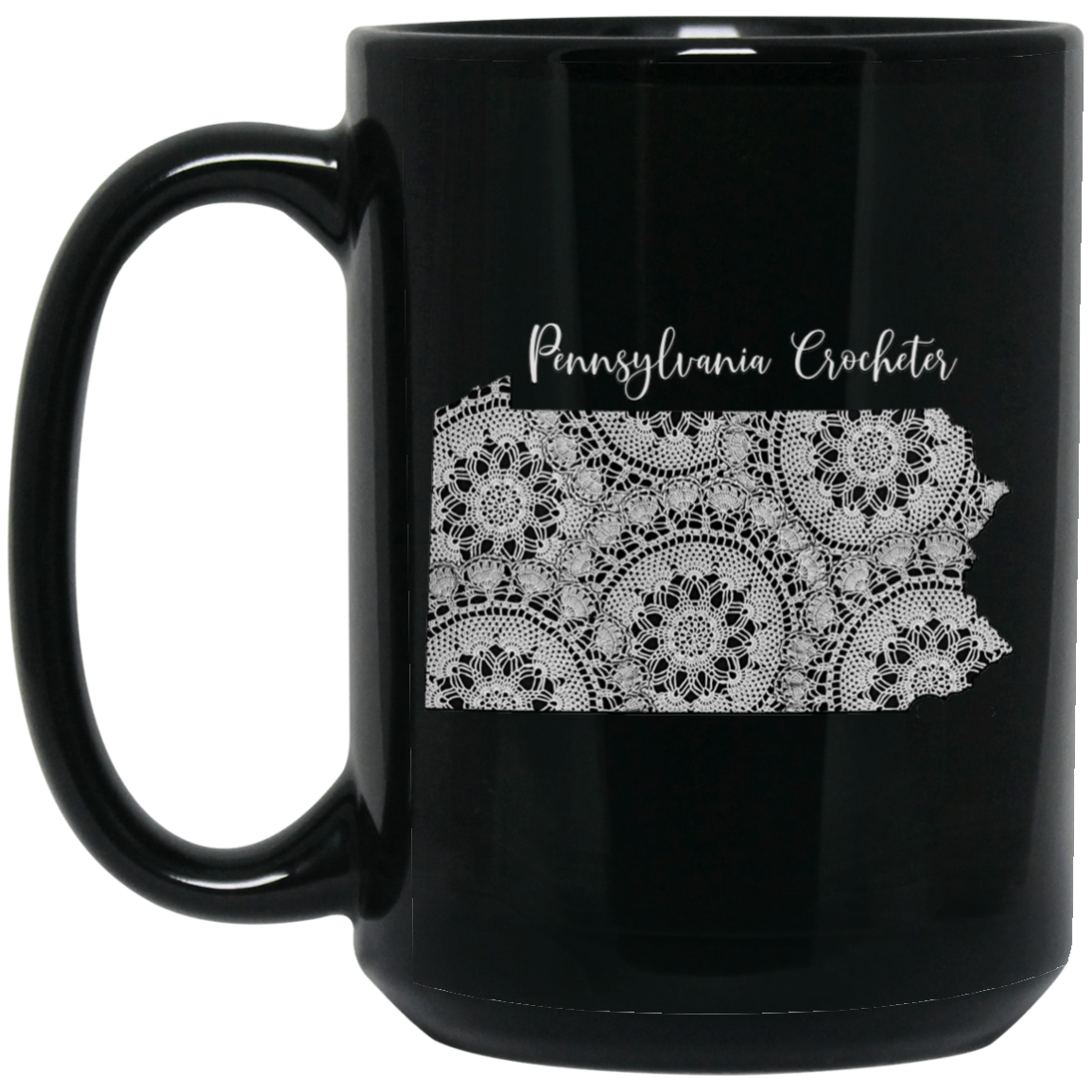 Pennsylvania Crocheter Black Mugs