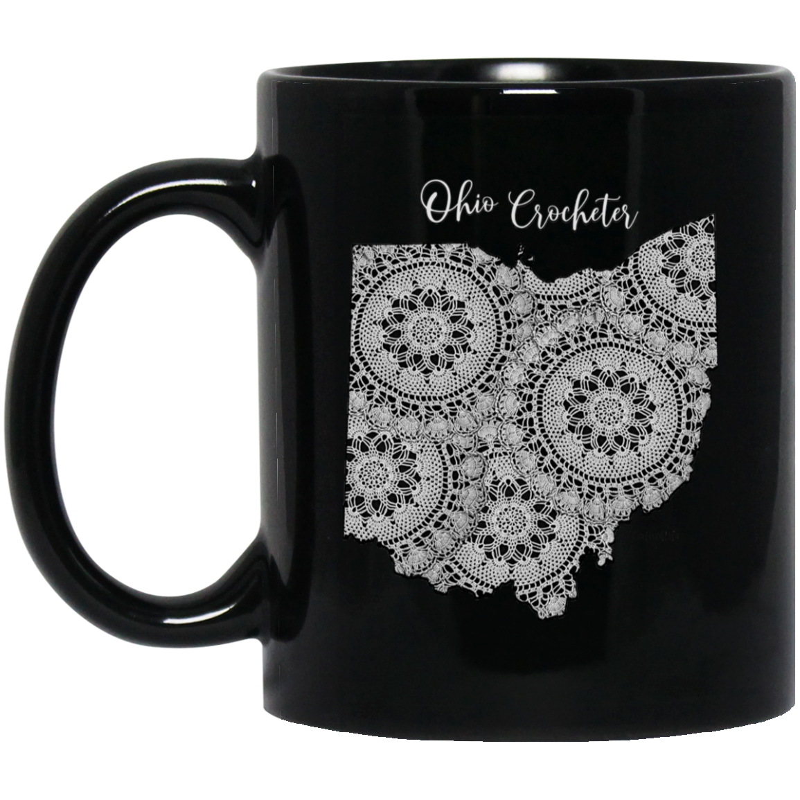 Ohio Crocheter Black Mugs