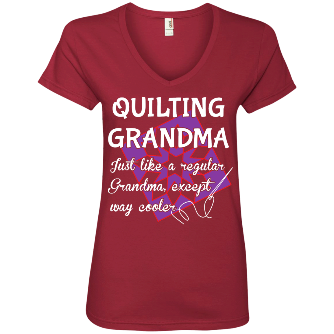 Quilting Grandma Ladies' V-Neck Tee