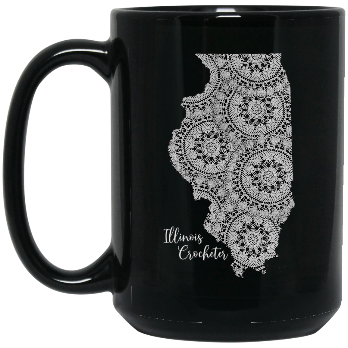 Illinois Crocheter Black Mugs