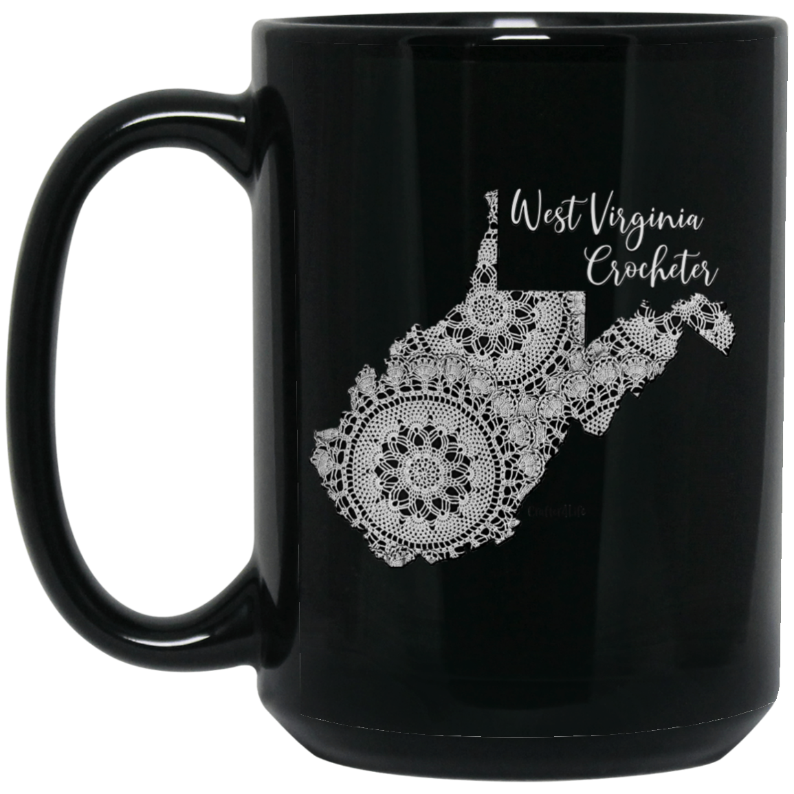 West Virginia Crocheter Black Mugs