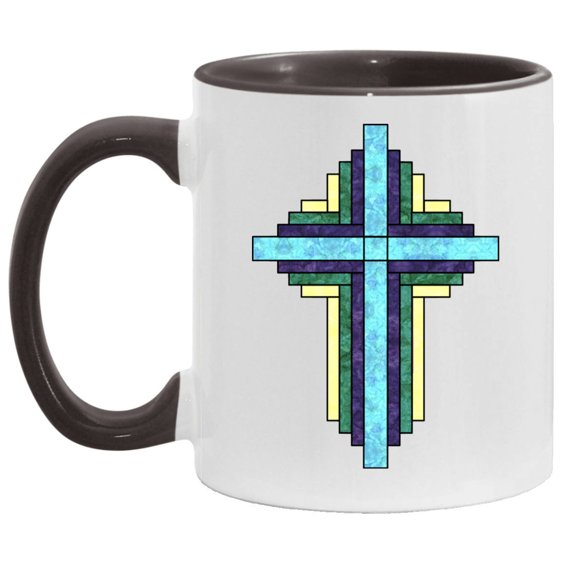 Batik Stained Glass Quilt Cross Mugs