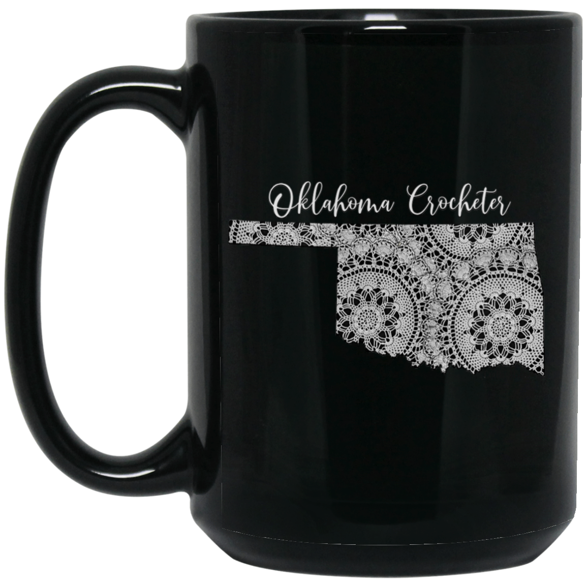 Oklahoma Crocheter Black Mugs