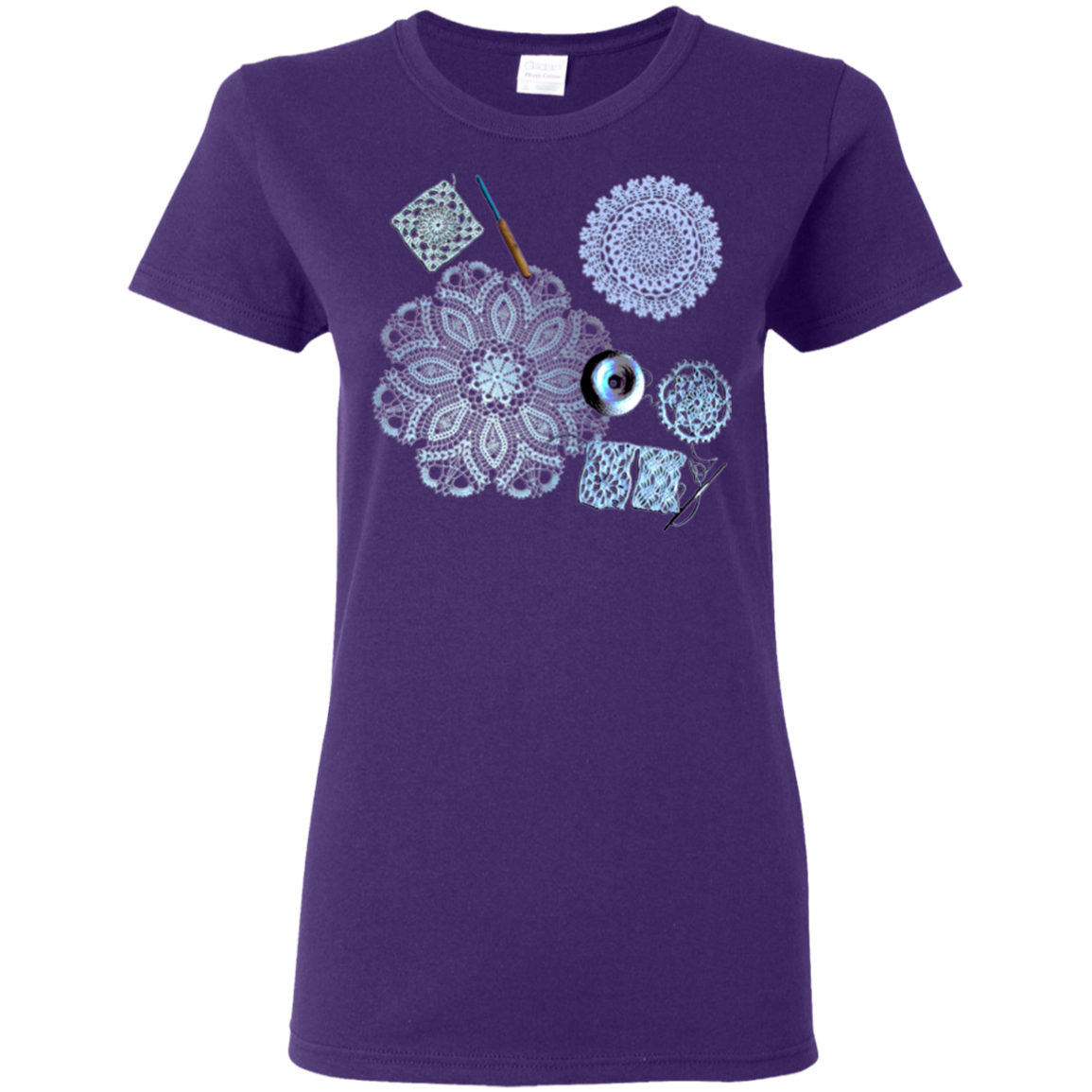 Crochet Collage Ladies Cotton T-Shirt