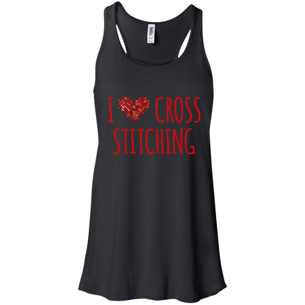 I Heart Cross Stitching Flowy Racerback Tank